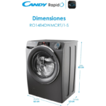 Lavadora Candy de carga frontal 8 kg 1400 rpm RO1484DWMCRT/1-S - Imagen 2